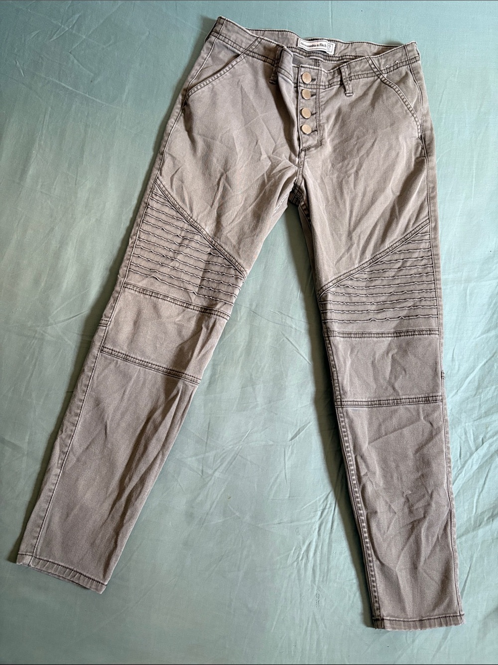 Abercrombie & Fitch Women's Skinny Moto Jeans in Taupe Gray